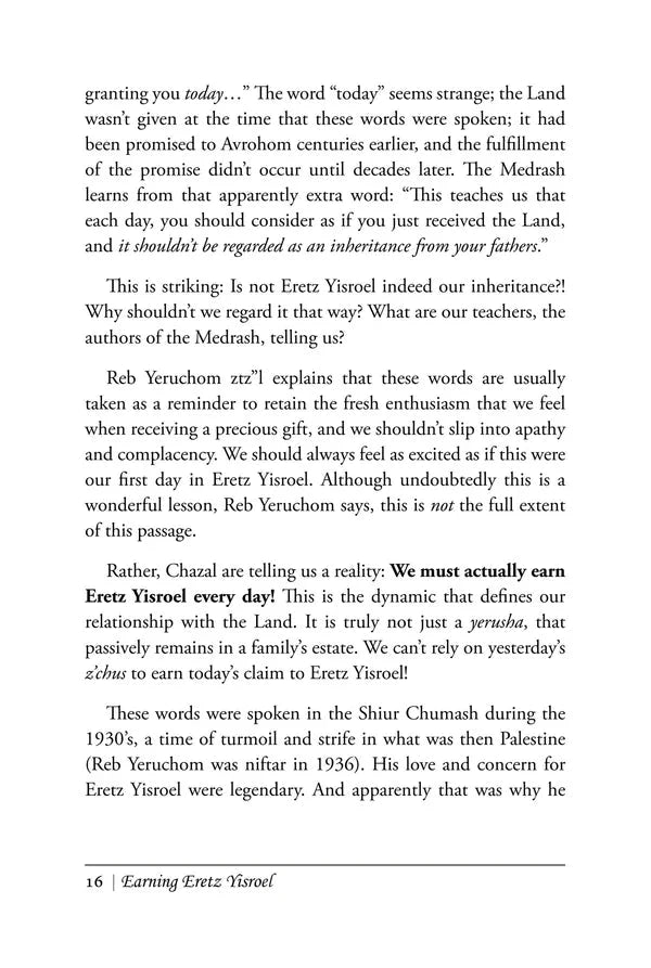 Earning Eretz Yisroel