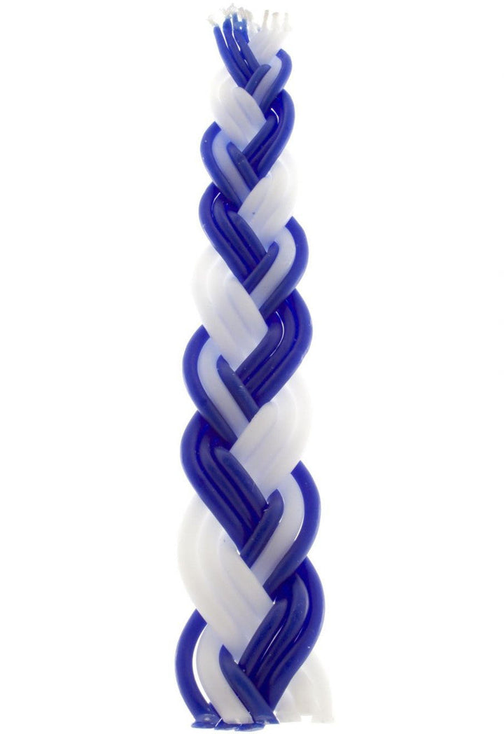 Blue and White Havdalah Candle 10"