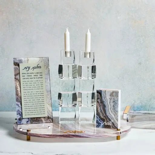 Agate Tabletop Hadlokas Neiros (Black) — Lucite Décor by Waterdale Collection — View 2 Agate Tabletop Plaque | Judaica Square