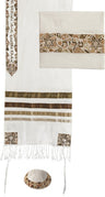 Embroidered Raw Silk Tallit - Magen David (EM-TAE1G)