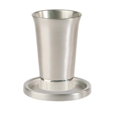 Anodized Aluminum Kiddush Cup and Saucer Silver (EM-GM1)