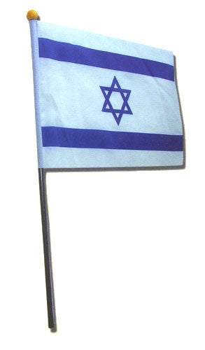 Israeli Flag Cloth 12"x16" with 24" Plastic Stick