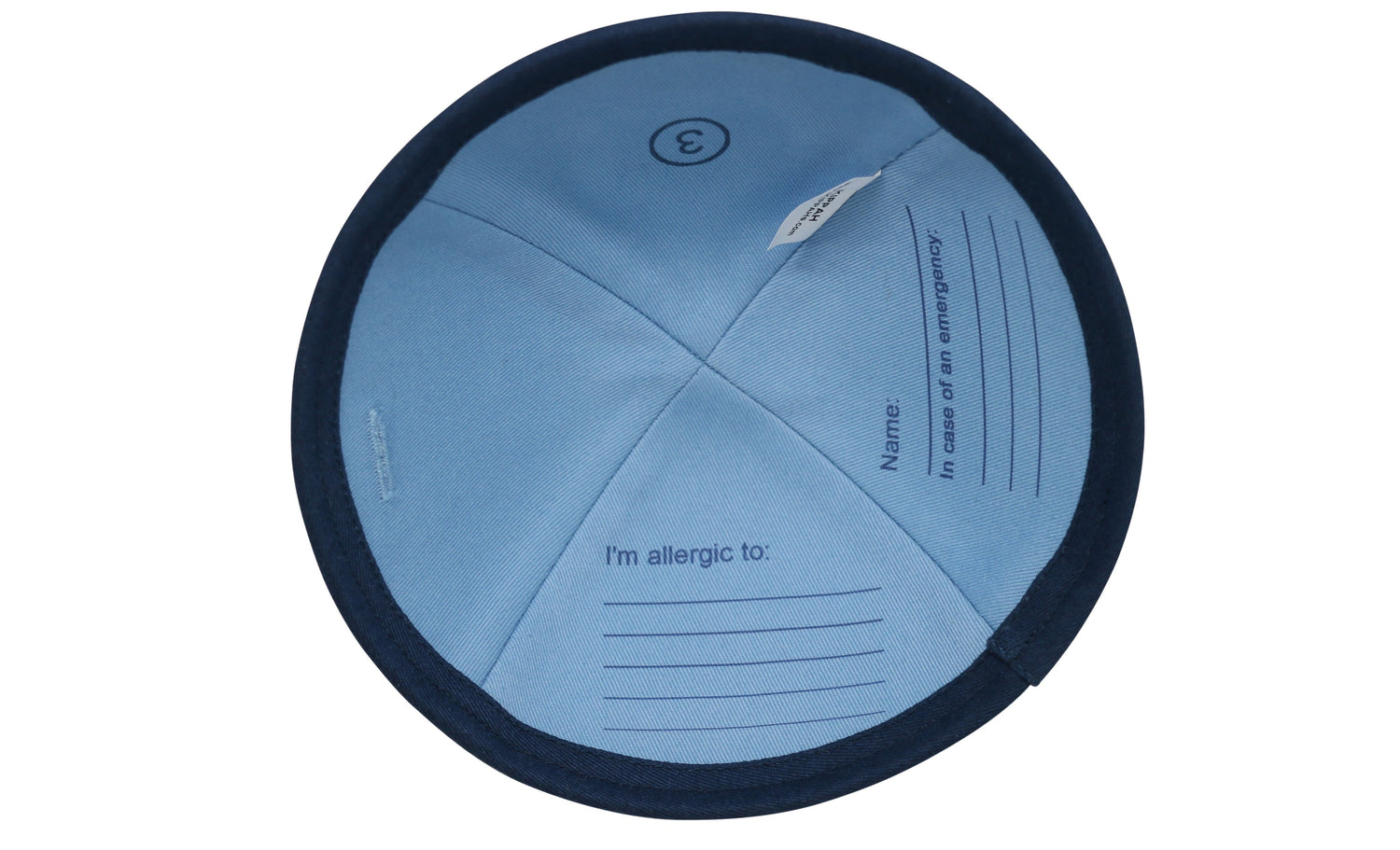Close-up of Cotton Kippah lining and stitching