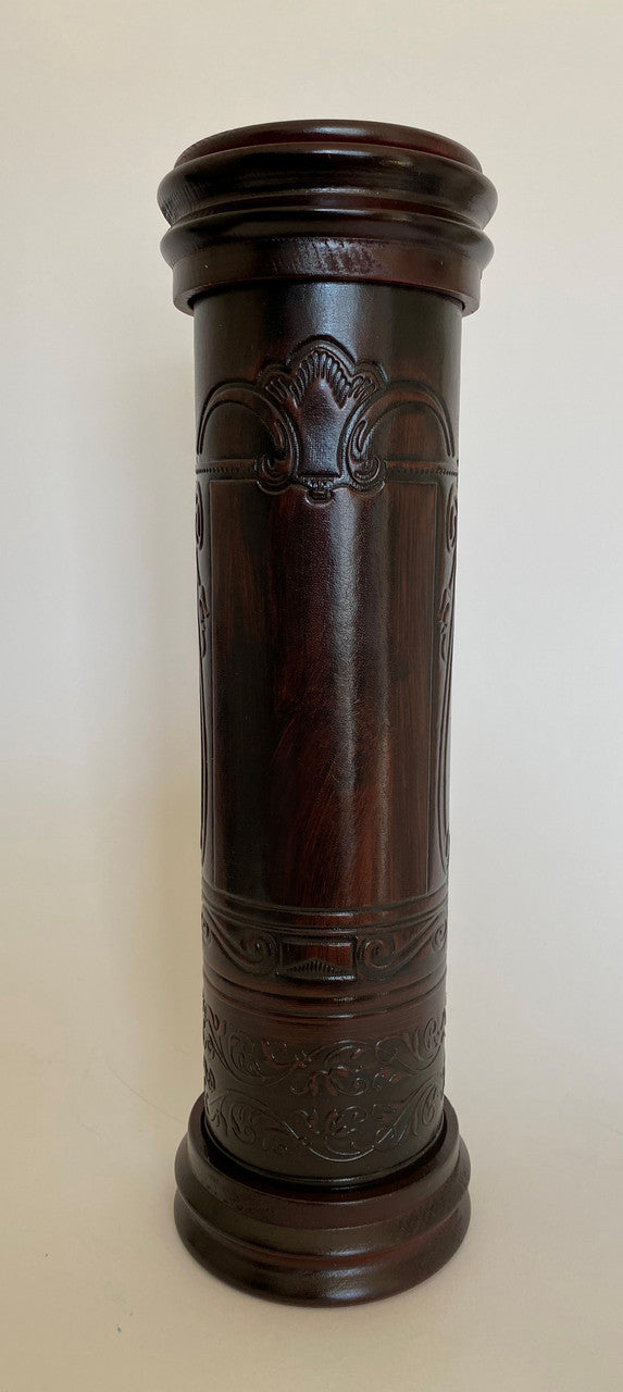 Antique Leather & Wood Megillah Holder 12"-Clean  (MG-ALR12C)