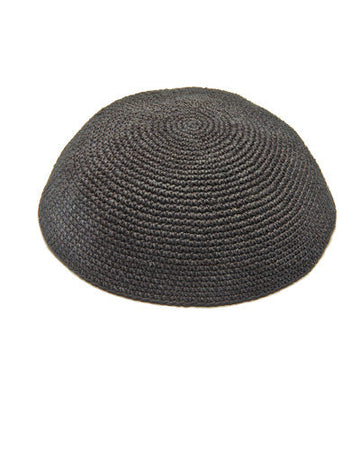 Thick black 16 cm kippah with holes