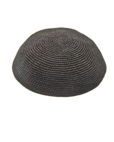 Thick Black Kippah with Holes — 16 cm