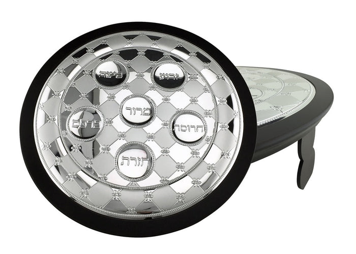 Silver and wood seder plate | Judaica Square Lakewood
