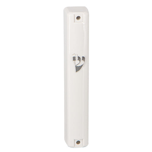 White plastic mezuzah case | Judaica Square Lakewood