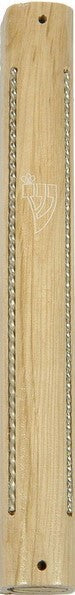 Wood Mezuzah with metal stripes 12 cm — Mezuzah Case
