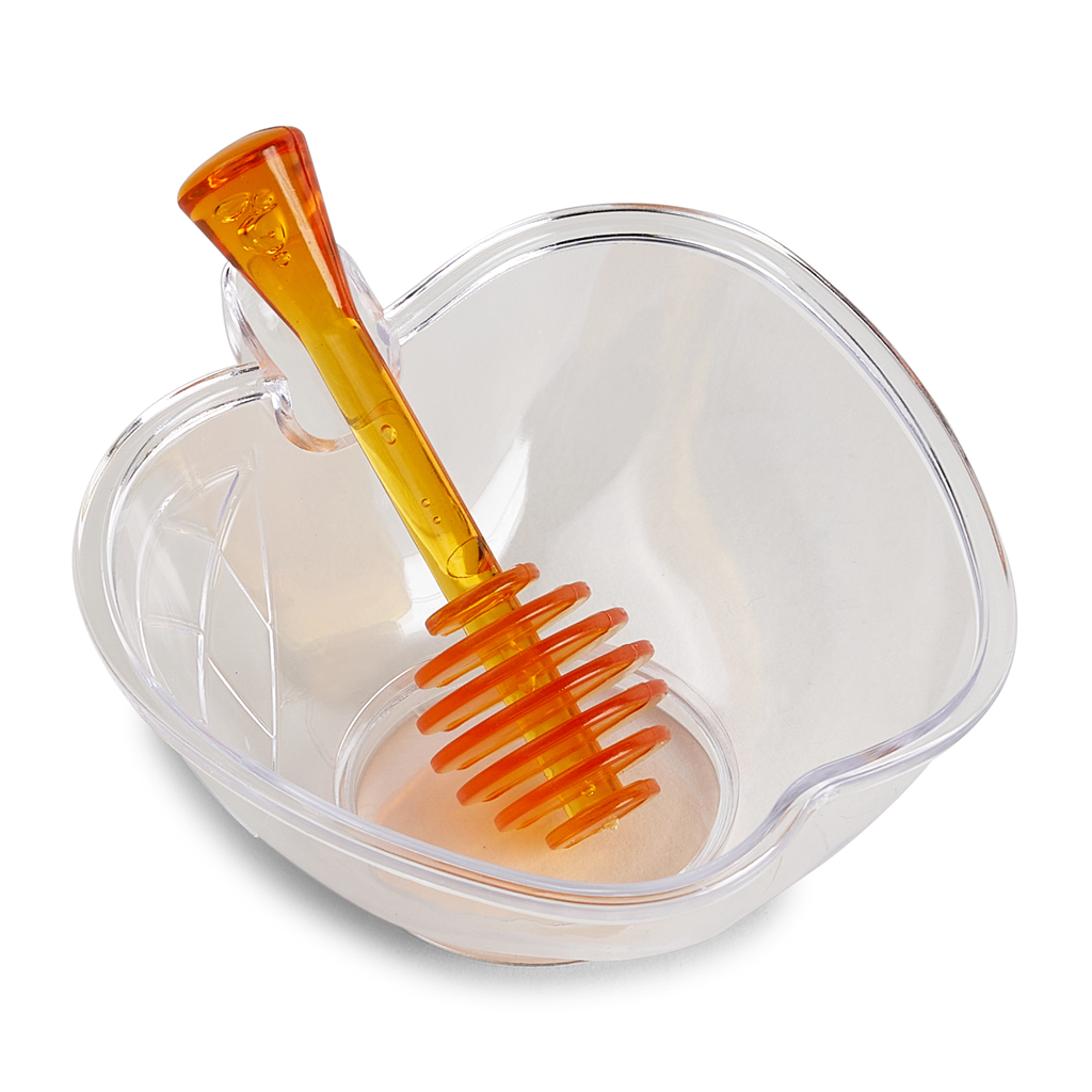 Plastic Honey dish with spoon — front | Judaica Square Lakewood