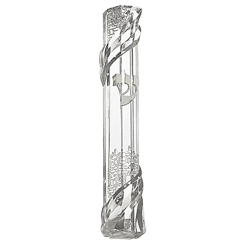 Plastic Clear Mezuzah 12 Cm With Rubber Plug — front | Judaica Square Lakewood