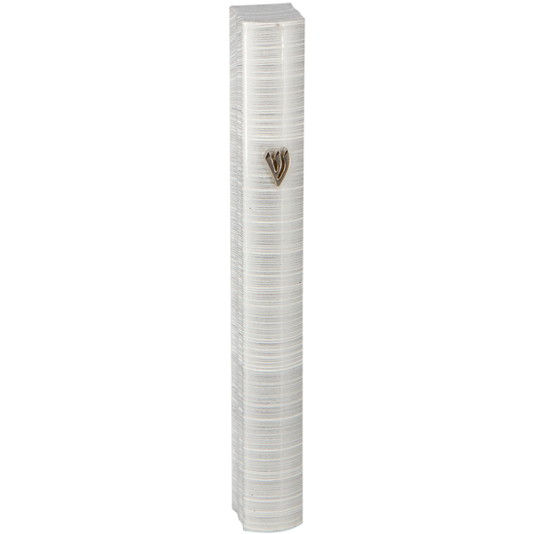 Aluminum Mezuzah 12 Cm 3D Painted - White Stripes — front | Judaica Square Lakewood
