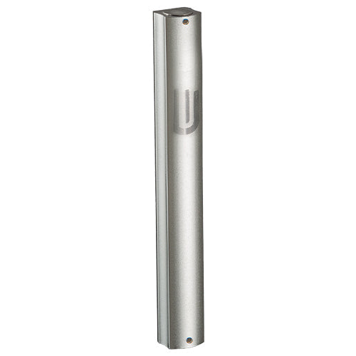 Aluminum Mezuzah 12 Cm- Dotted Silver, "shin" — Mezuzah Case (A&M Judaica)