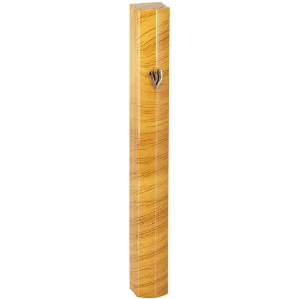 Aluminum Mezuzah 15 Cm 3D Painted - Brown Stripes — front | Judaica Square Lakewood