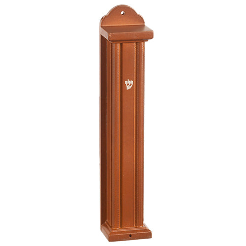 Wooden Brown Mezuzah 15 Cm- Stripes — front | Judaica Square Lakewood