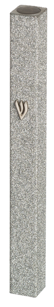 Aluminum Mezuzah 12 cm- Glitter — front | Judaica Square Lakewood