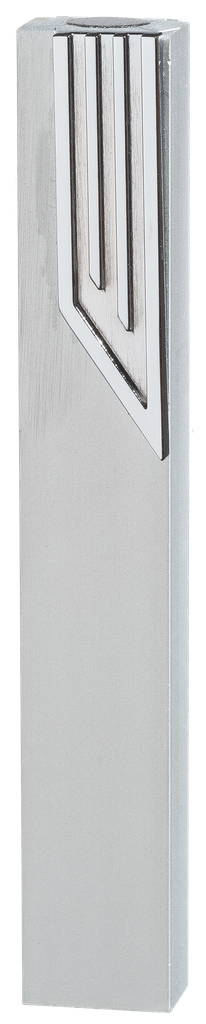 Aluminum Mezuzah 12cm with Metal "Shin" — front | Judaica Square Lakewood