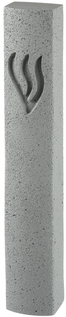 Concrete Polymer Mezuzah 12 Cm, Stone - Like, Gray Color — front | Judaica Square Lakewood