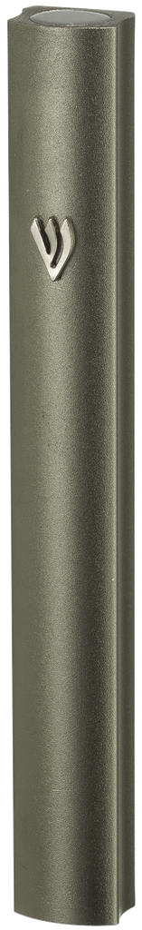 Aluminum Mezuzah With Metal Shin 15 Cm- Champagne — front | Judaica Square Lakewood