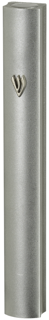 Aluminum Mezuzah with Metal Shin 12 Cm- Silver — Mezuzah Case (A&M Judaica)