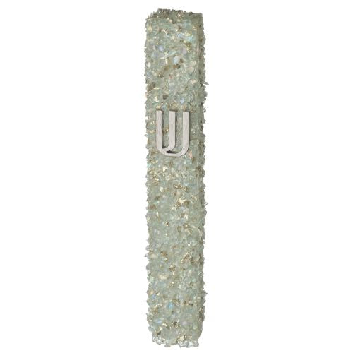 Gray crystal and glass mezuzah case | Judaica Square Lakewood