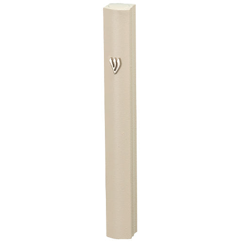 Aluminum Mezuzah 15 cm- Off-White - Metal shine — front | Judaica Square Lakewood