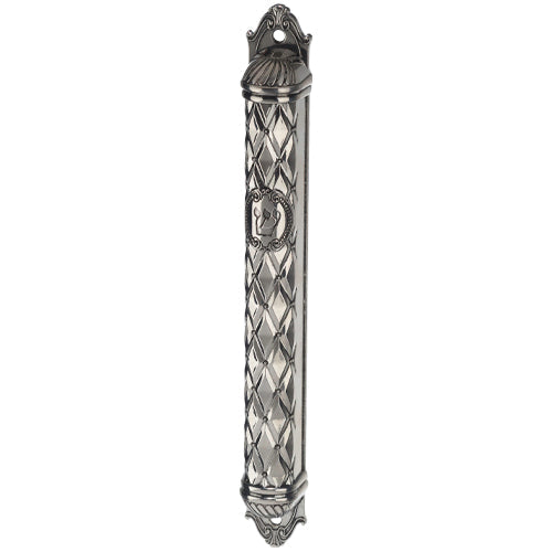 Metal Mezuzah Cover 20 cm with Ornaments — front | Judaica Square Lakewood