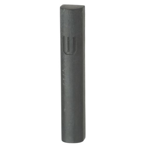 Dark Gray Polyresin "Cement" Mezuzah 12 Cm — front | Judaica Square Lakewood