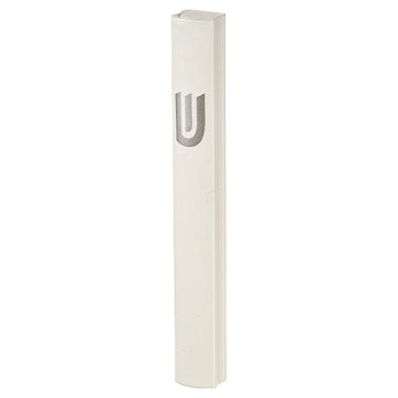 Aluminium Mezuzah 12 cm- Dotted Design In Matte Silver, With The Lette — Mezuzah Case