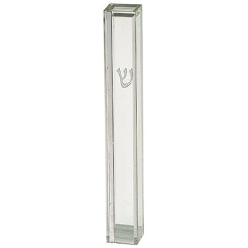 Transparent Plastic Mezuzah 15 cm - Silver SHIN & Stripe with Rubber C — Mezuzah Case