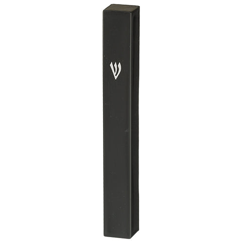 Black Plastic Mezuzah with Rubber Cork 12 cm — front | Judaica Square Lakewood