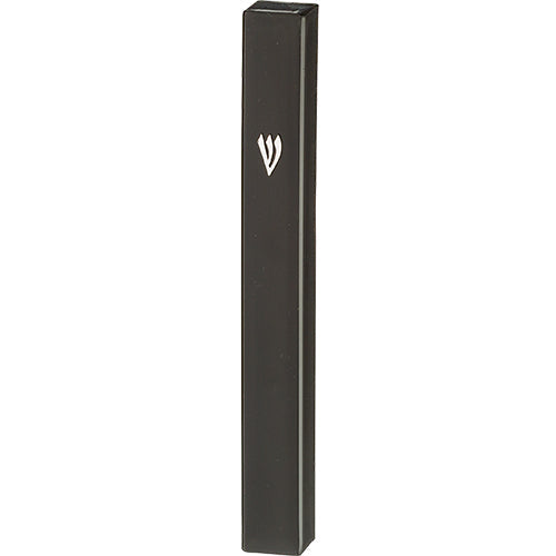 Black Plastic Mezuzah with Rubber Cork 15 cm — front | Judaica Square Lakewood