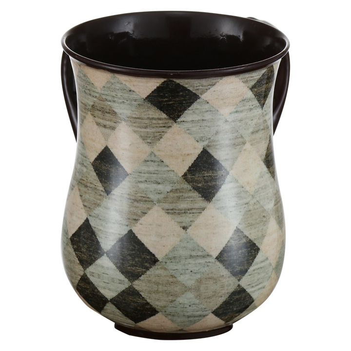 Washing Cup Rhombus Silver & Brown (6 Per Case) — Netilas Yadayim Cup