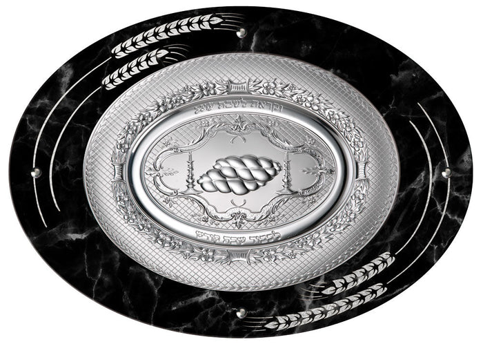 Black silver challah board | Judaica Square Lakewood