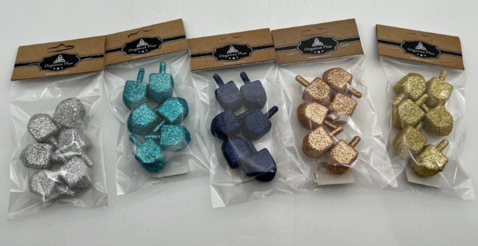 sparkling Dreidel pack of 6 assorted — front | Judaica Square Lakewood