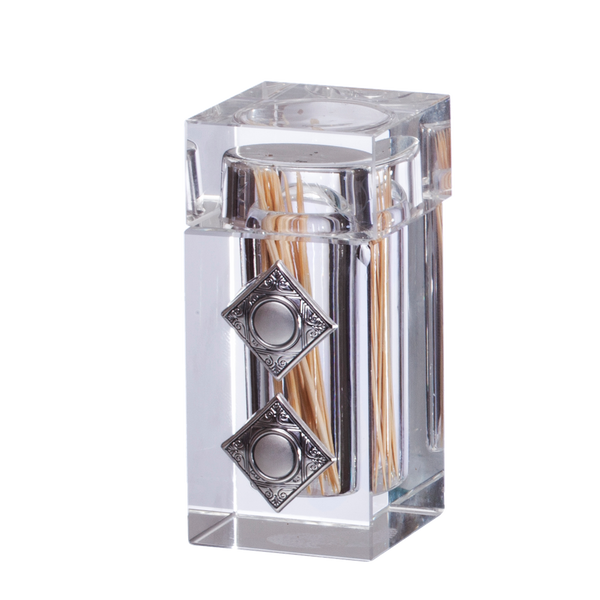 Crystal And Silver Tooth pick Holder — front | Judaica Square Lakewood