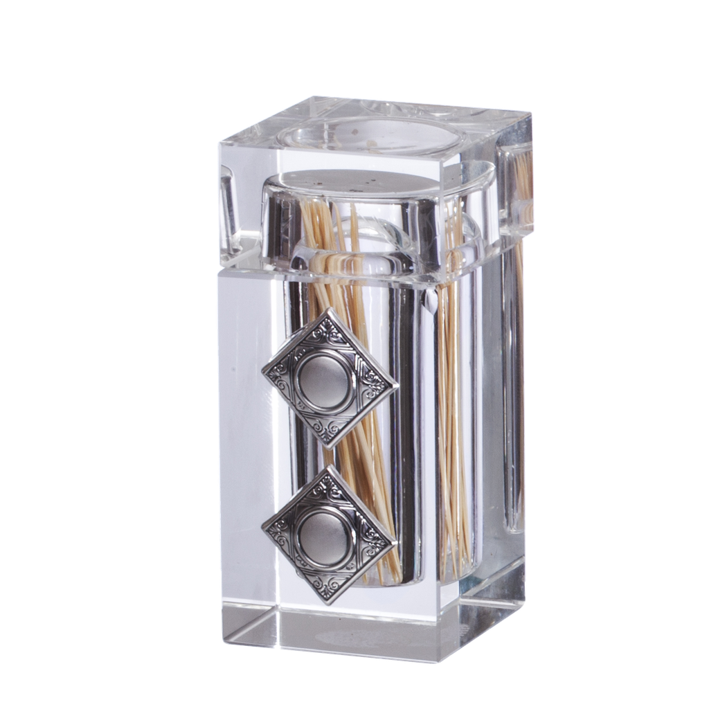 Crystal And Silver Tooth pick Holder — front | Judaica Square Lakewood