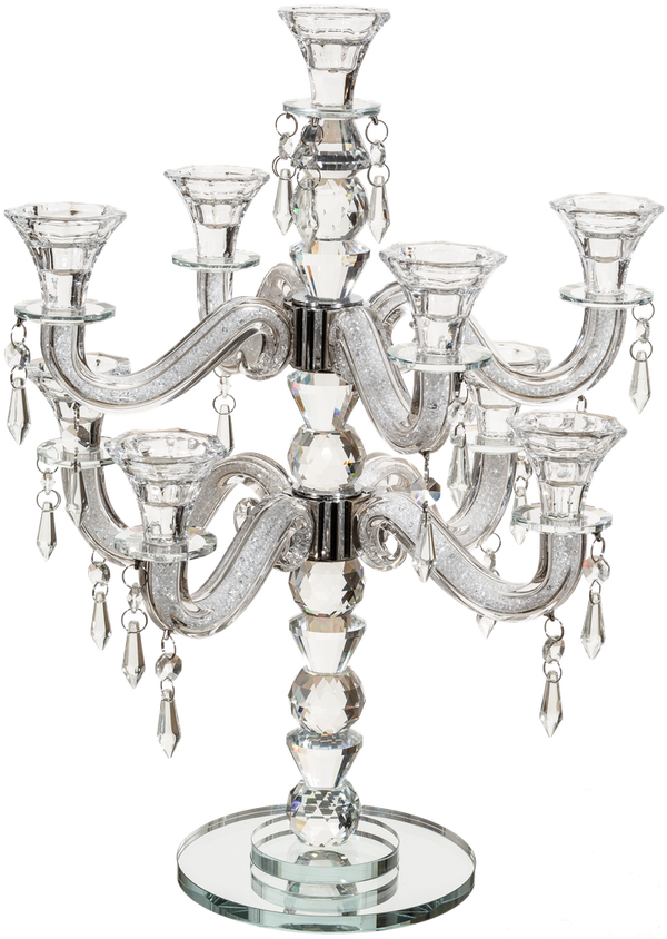 Crystal 9 Branch Candlesticks 17.5" — front | Judaica Square Lakewood