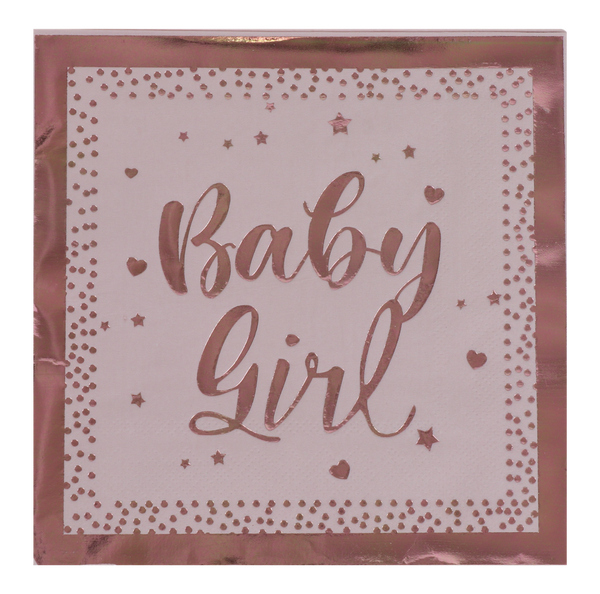 20 Metallic Pink Napkins "It’s a Girl" — front | Judaica Square Lakewood