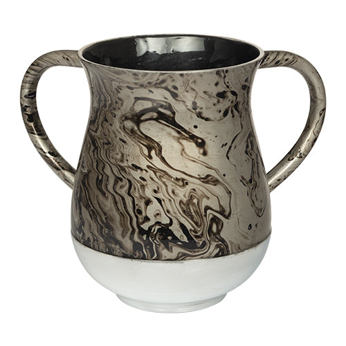 Aluminum Washing Cup 13 Cm - Marble Texture — front | Judaica Square Lakewood