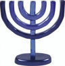 Blue anodized aluminum seven branch menorah