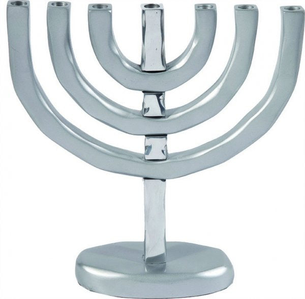 Silver anodized aluminum seven branch menorah