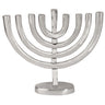 Silver anodized aluminum menorah with nested arched branches on a round base