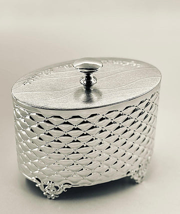 Silverplate Esrog Box Pillow Design 7"x4"x4" (ES-AVI914S)