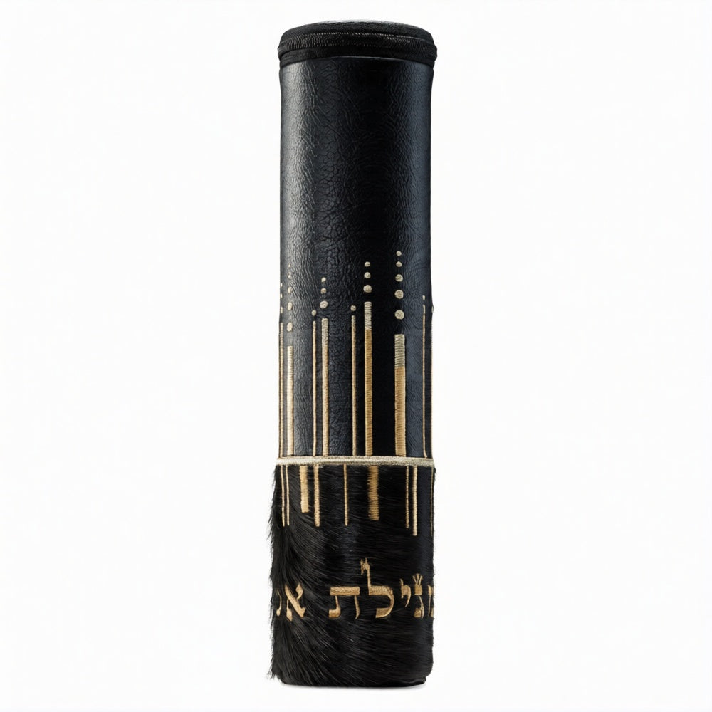 Contemporary Scroll Megilla Case Black Fur #1275