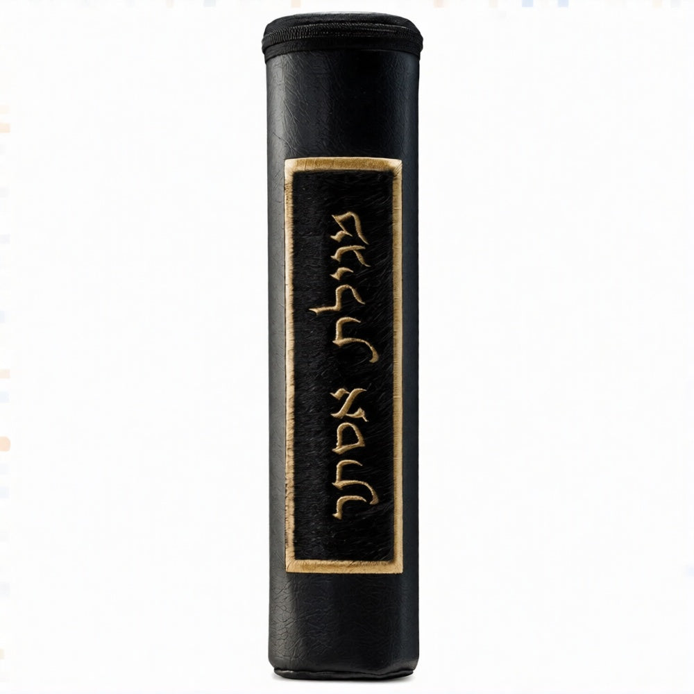 Classical Scroll Megilla Case Black Fur #1265