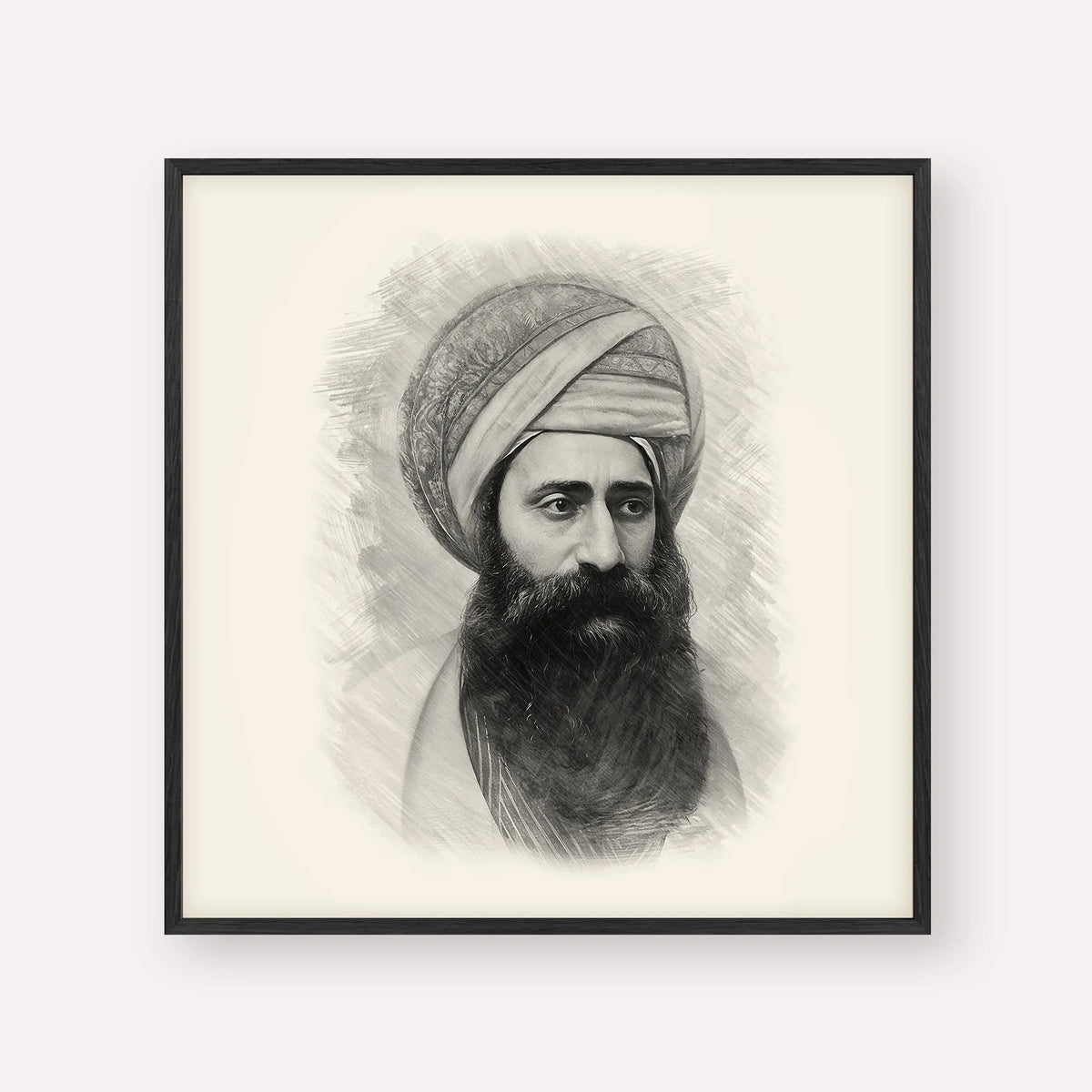Ben Ish Chai, black & white portrait with black frame; square format example
