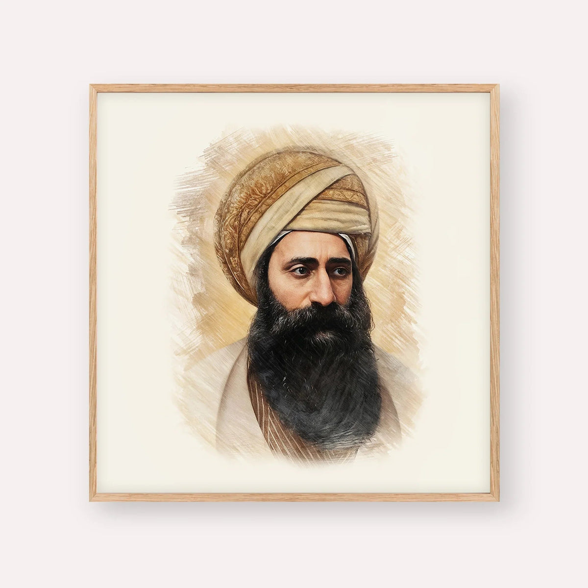 Ben Ish Chai, color portrait with wood frame; square format example