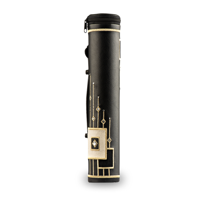 Black leather Megillah holder with gold-tone embroidery