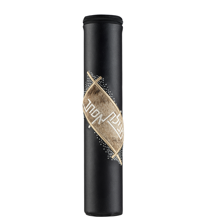 Black Leather with Peppered Beige Fur Megillah Holder